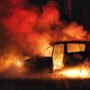 Sebuah Mobil Terbakar di Tol Semarang-Batang